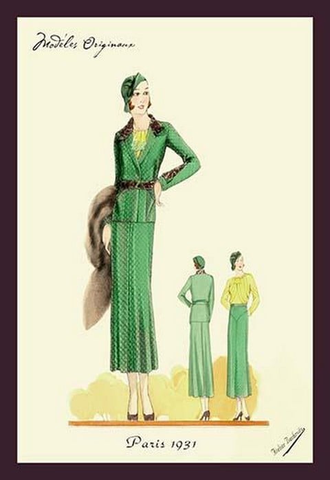 Sophisticated Green Suit with Stole by Atelier Bachwitz