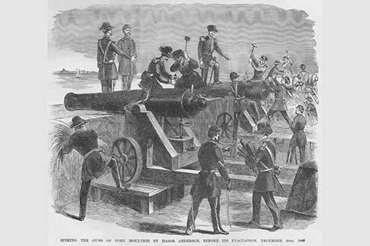 Spiking the Guns of Fort Moultrie Before Evacuation by Frank Leslie