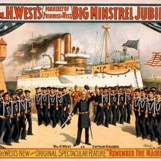 Stage play of Dewey with his Sailors in front of Battleship Olympia