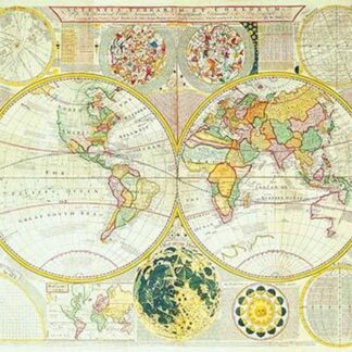 Stereographic Map of the Earth & the Moon by Samuel Dunn