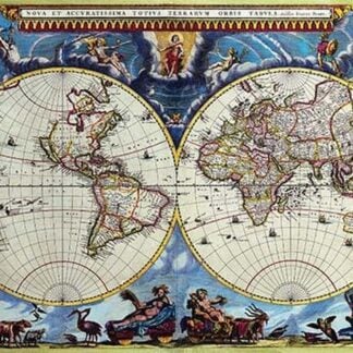 Stereographic Map of the World - Theatrum Orbis Terrarum by Joan Blaeu