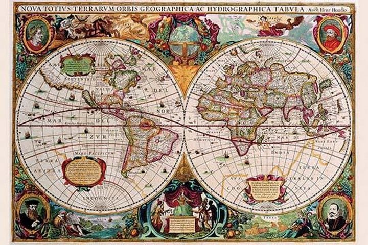 Stereographic Map of the World by Jodocus Hondius