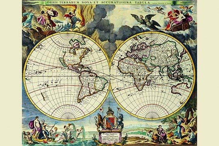 Stereographic Map of the World by Moses Pitt