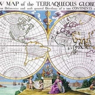 Stereographic Projection of the World with Latitude and Longitudinal lines by Edward Wells