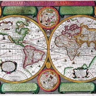 Stereographic World Map of the Eastern & Western Hemispheres by Jean Boisseau