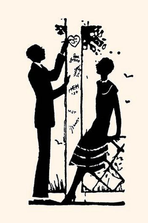 Suitor Pulls a Heart from a Trellis by Maxfield Parrish