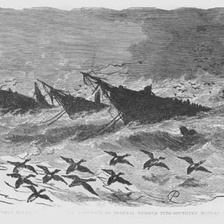 Sunken Hulks to prevent access to Federal ship in Southern ports by Frank Leslie