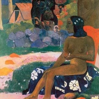 Tahitian Girl Nude Sits on Fabric by Paul Gauguin