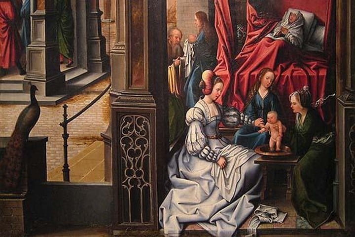 The Birth and Naming of Saint John the Baptist; (verso) Trompe-l'oeil with Painting of The Man of Sorrows by Bernaert Van Oerly