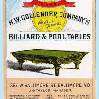 The H.W. Collender Company's World Renown Billiard & Pool Tables
