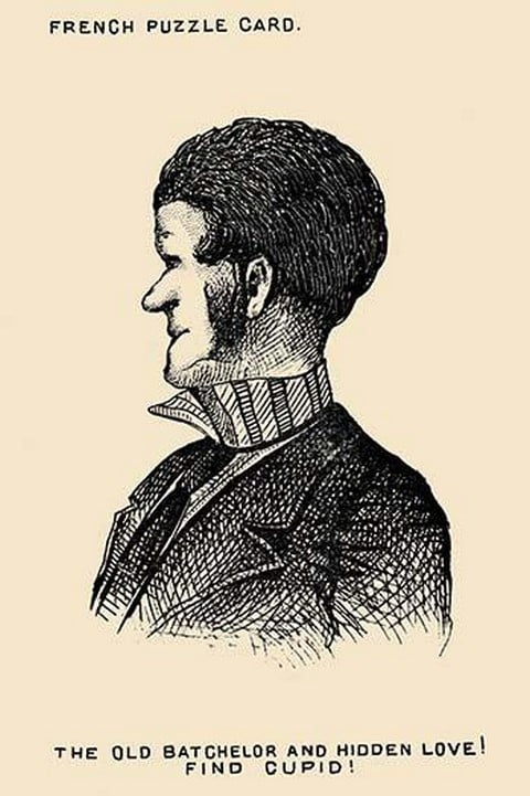 The Old Bachelor and Hidden Love! Find Cupid! by French Puzzle Card