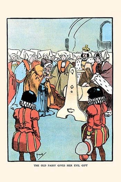 The Old Fairy Gives Her Evil Gift from Sleeping Beauty by John Hassall