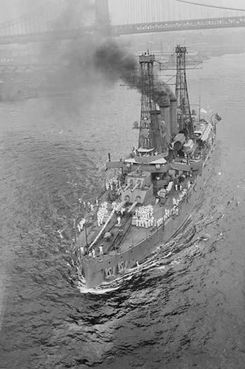 The USS Wyoming in the East River - A Bridge Too Tall