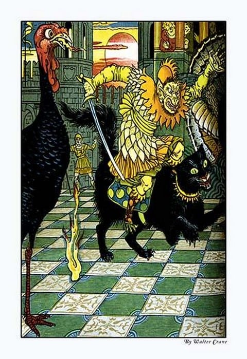 The Yellow Dwarf Rides A Cat by Walter Crane