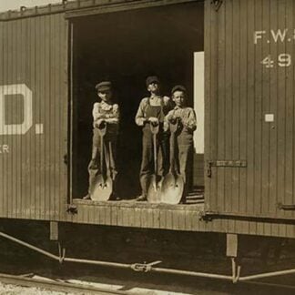 Three Boys Shoveling Zinc Ore by Lewis Wickes Hine