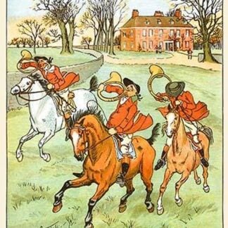 Three Jovial Horsemen tooting their Hunting Horns by Randolph Caldecott