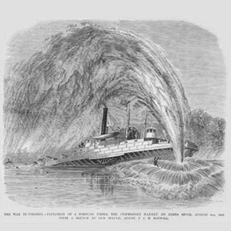 Torpedo Explodes under the Commodore Barney on the James River by Frank Leslie
