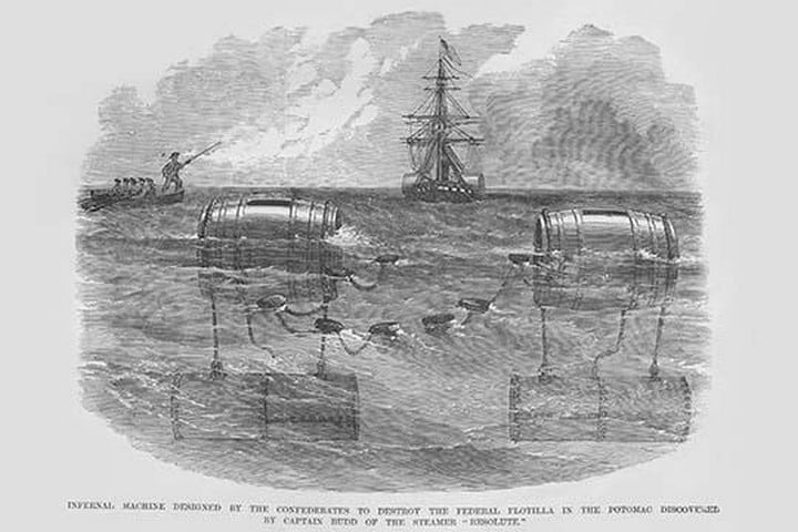 Torpedoes designed by Confederates on the Potomac found by Steamer Resolute by Frank Leslie