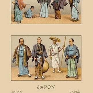 Traditional Dress of Diverse Japanese Castes by Auguste Racinet