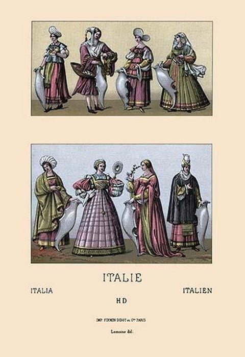 Traditional Italian Dresses by Auguste Racinet