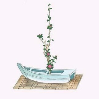 Tsubaki (Camellia Japonica) in a boat shaped Vase by Josiah Conder