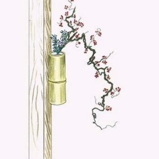 Tsuru-umemodoki & Rindo (Staff Vine and Gentian) in a Bamboo Vase by Josiah Conder