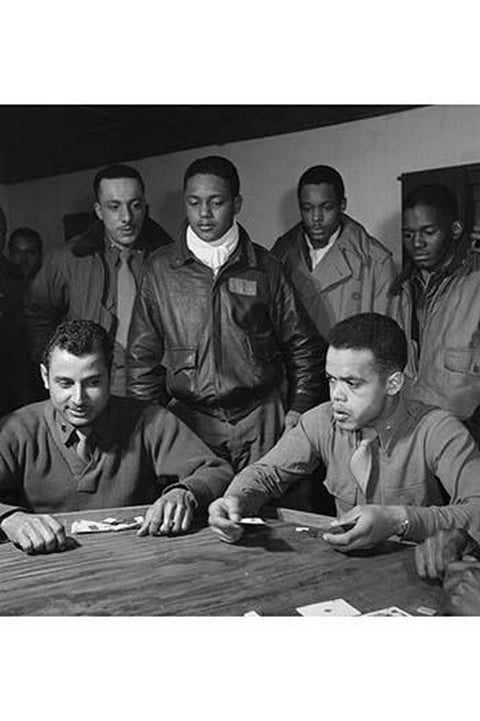 Tuskegee airmen playing cards in the officers' club in the evening #2
