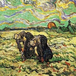 Two Peasant Women Digging in Field with Snow by Vincent van Gogh