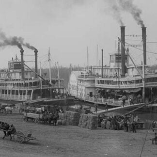 Two Steamboats Along the Levee at the Mississippi River