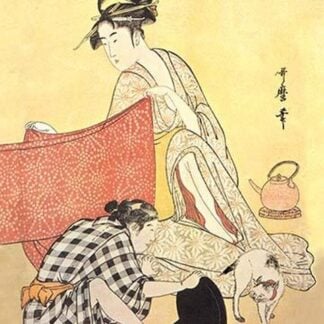 Two Women and a Cat by Kitagawa Utamaro
