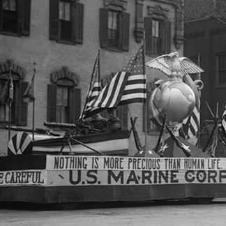 US Marine Corps Parade Float emphasizing recruitment