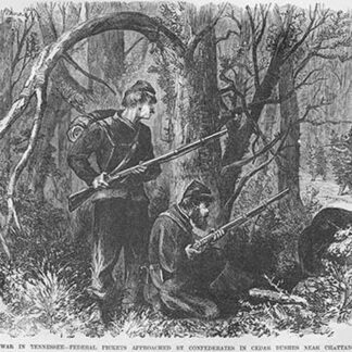 Union Picket approached by Confederates in Cedar Bushes near Chattanooga by Frank Leslie