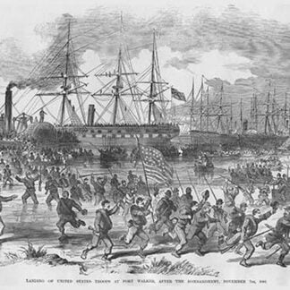 Union troops assault Confederate Fort Walker after Bombardment by Frank Leslie