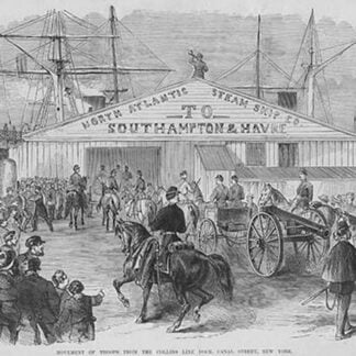 Union troops embark at Canal Street Dock for transportation to the South. by Frank Leslie