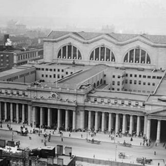 View of the since demolished Pennsylvania Railroad Station as seen from Gimbels