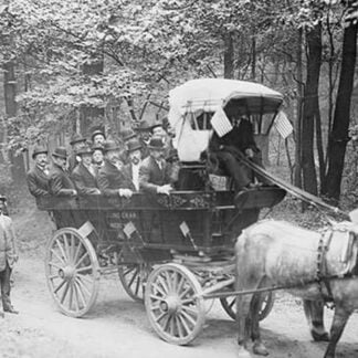 Visitors in Carriage approach Roosevelt's Oyster Bay Home