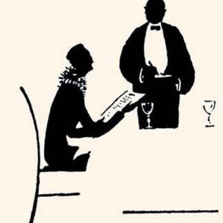 Waiter Takes an Order from a Seated Woman in a Restaurant by Maxfield Parrish