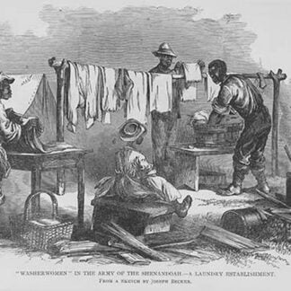 Washerwoman and Men in the Army of the Shenandoah by Frank Leslie