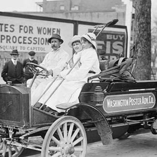 Washington poster Advertising Company Truck Carries Suffragettes