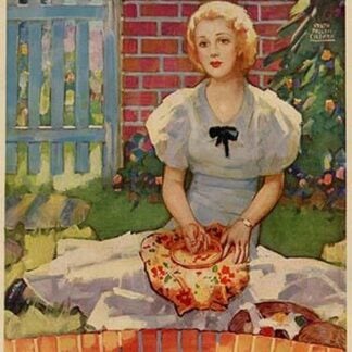 Woman Embroiders by the Side of a Home Pond by Ralph Pallen Coleman