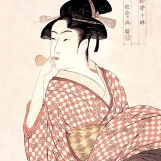 Woman Playing a Poppin by Kitagawa Utamaro