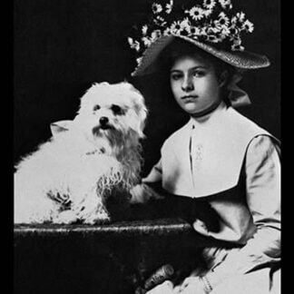 Woman in Bonnet with Maltese Terrier