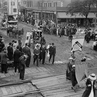 Women and Men march down Long Island Street to gain the Vote