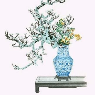 Yamanashi & Takejimayuri (Wild Pear and Lily) in a Blue and White Porcelain Vase by Josiah Conder #2