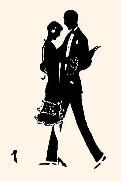 Young Couple in Formal Attire Dance by Maxfield Parrish