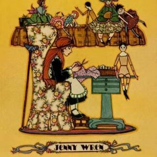 Young Girl Cuts Patterns for a Collection of Dolls by Home Arts