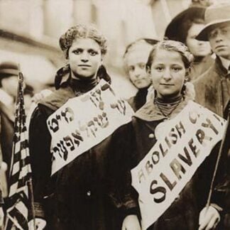 Young Girls Protest Child Labor in New York Rally and carry Yiddish Signs