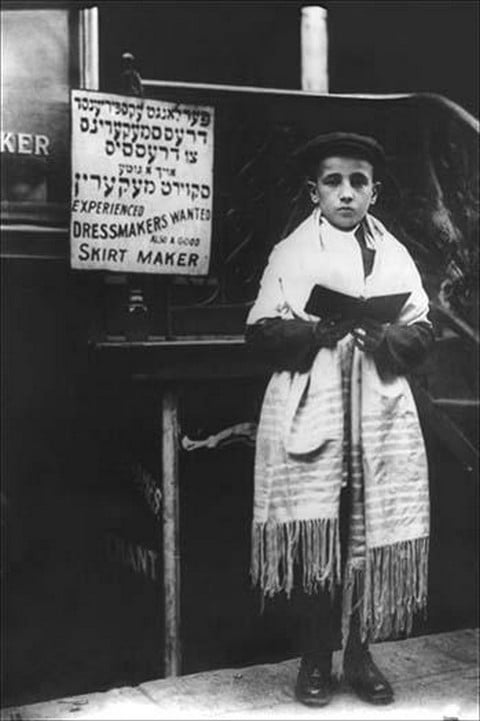Young man in Tallit (prayer shawl) by Bains News Service